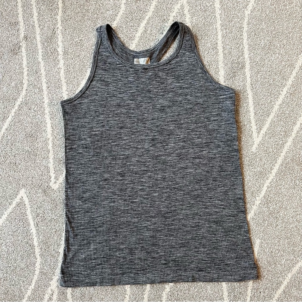 Athleta Gray Ribbed Racerback Tank Top